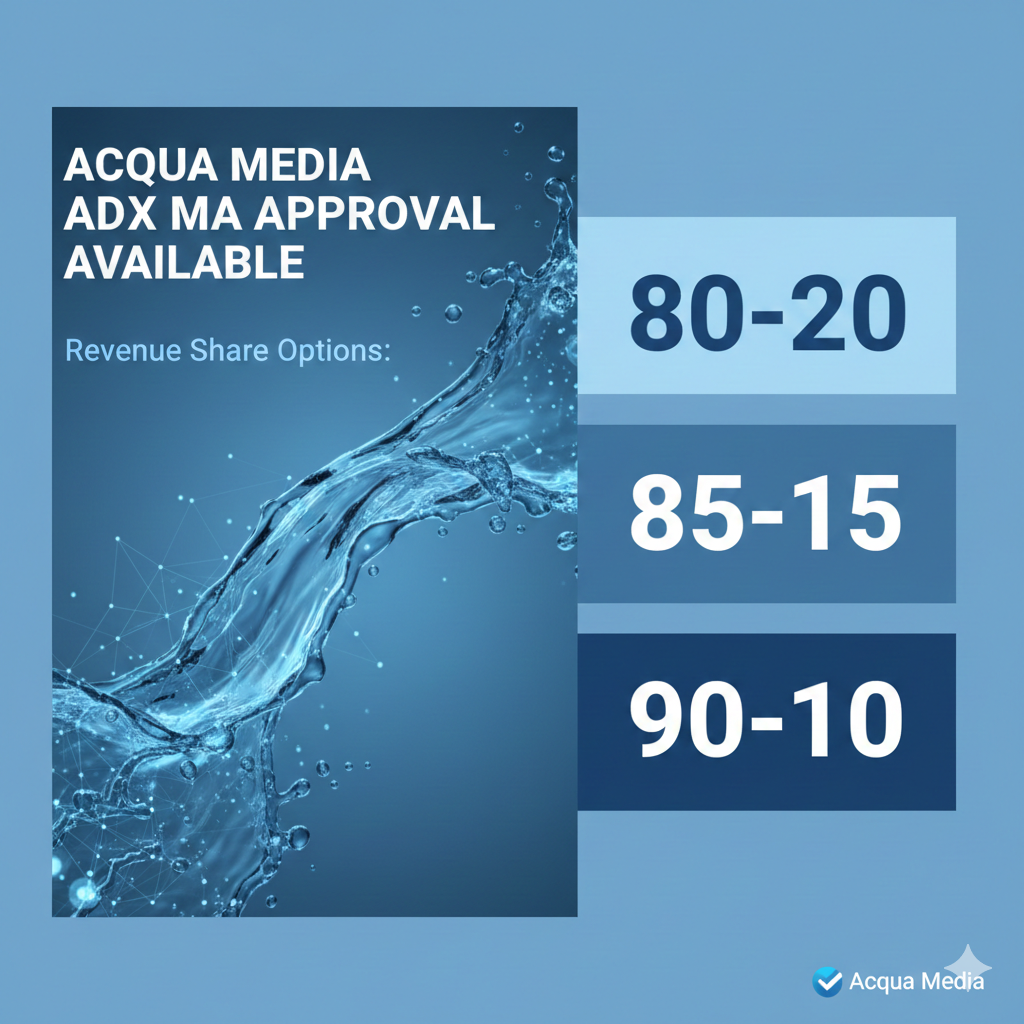 Acqua Media ADX MA Approval Available – 80-20, 85-15 & 90-10 Revenue Share