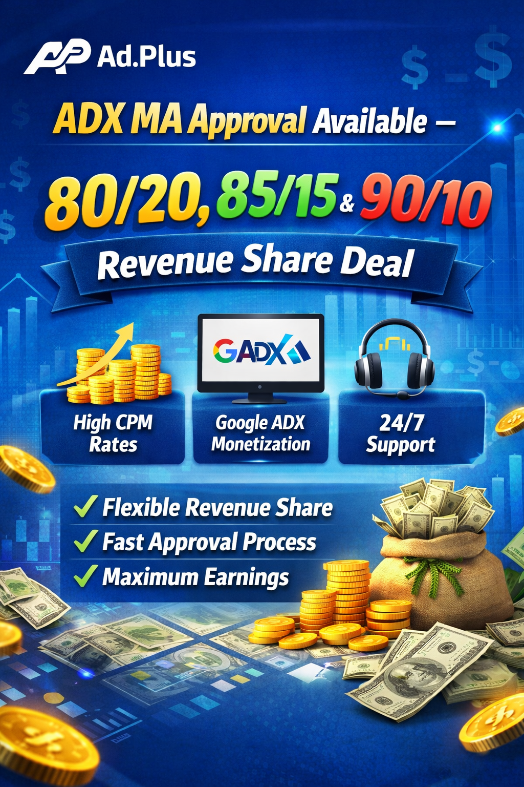 Ad.Plus ADX MA Approval Available – 80/20, 85/15 & 90/10 Revenue Share Deal