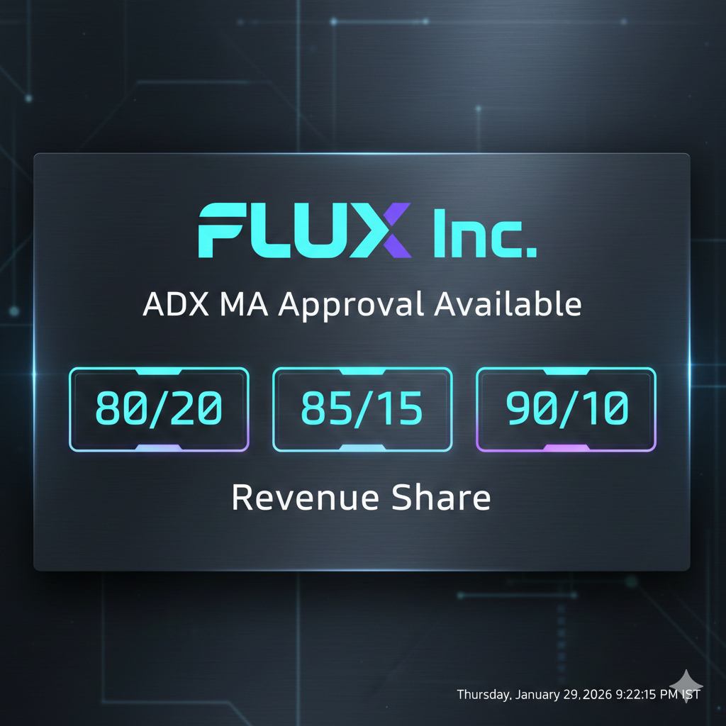 FLUX Inc. ADX MA Approval Available | 80/20, 85/15 & 90/10 Revenue Share