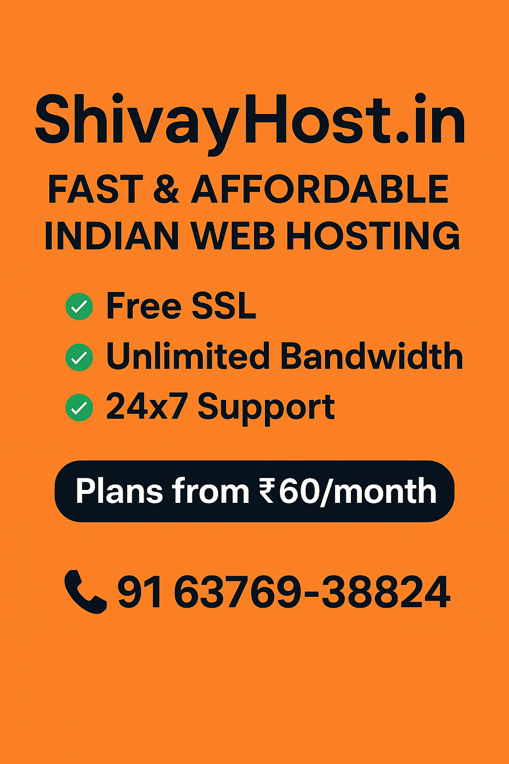 ShivayHost.in – Fast & Affordable Indian Web Hosting | Free SSL, Unlimited Bandwidth, 24x7 Support | Plans from ₹60/month Listing Image